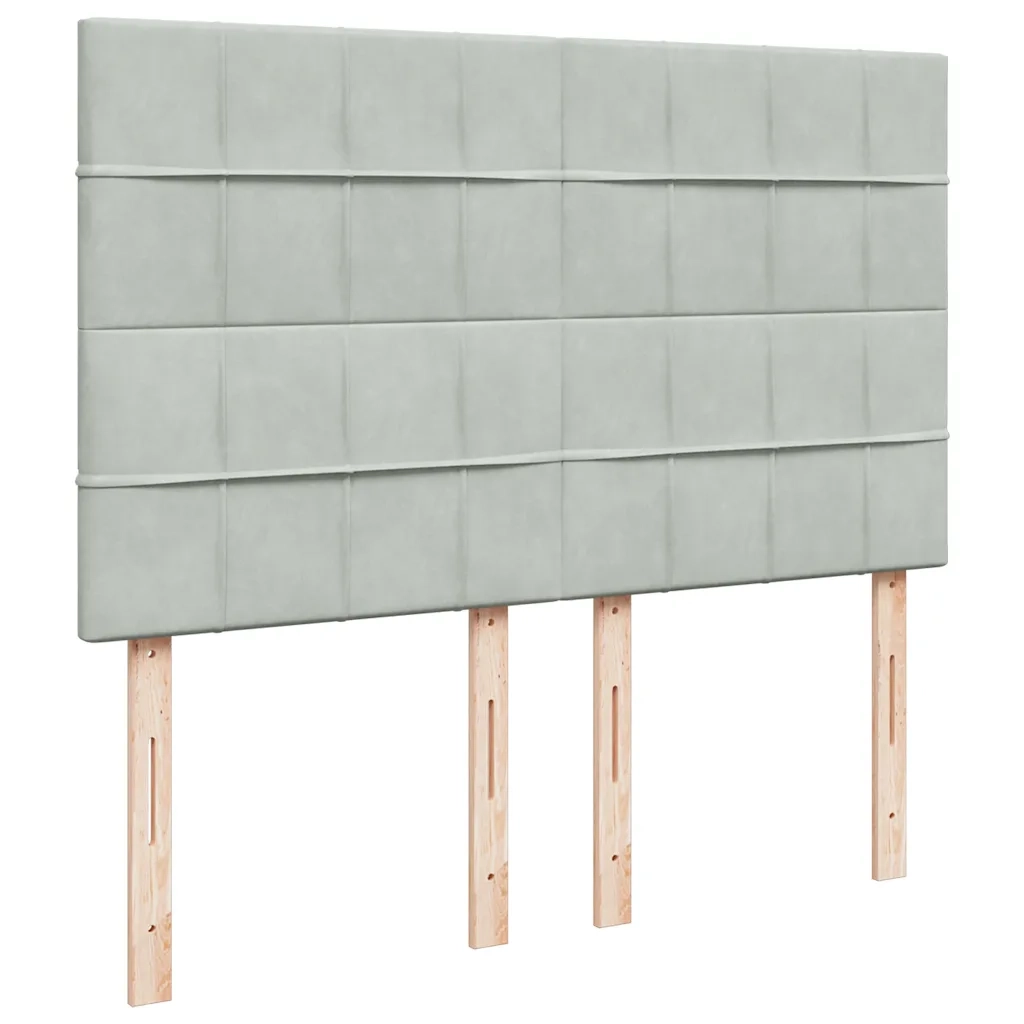 Giroletto a Molle con Materasso Grigio Chiaro 140x190cm Velluto