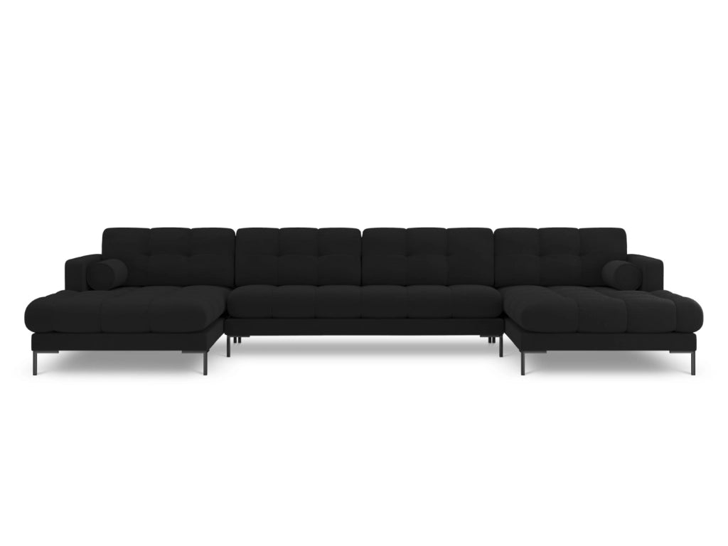 Cosmopolitan Design - Divano panoramico "Bali" 7 posti in tessuto strutturato nero 