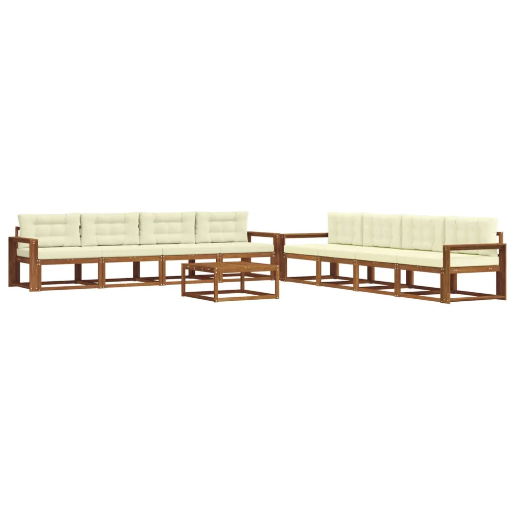 Set di divani da esterno con cuscino 9 pcs Naturale e Crema 3367373
