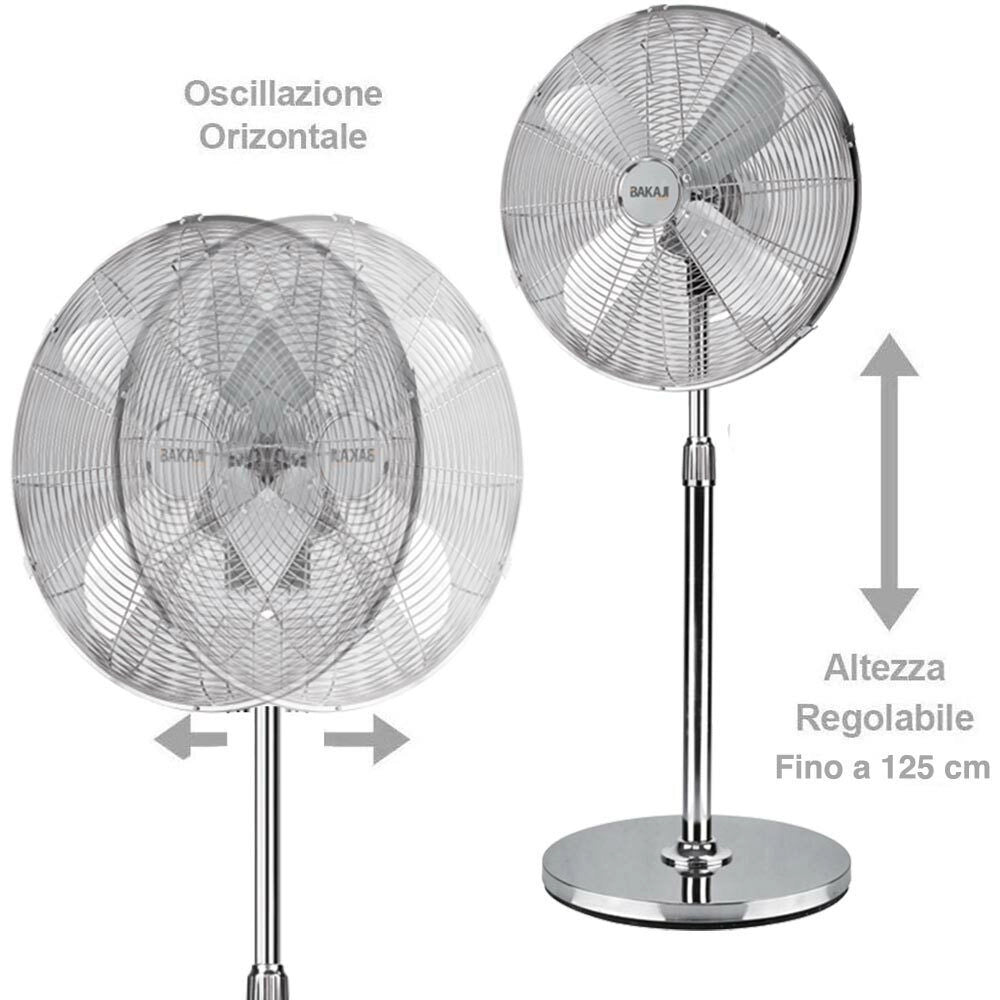 Ventilatore Colonna Piantana in Acciaio Inox 60W 50cm 3 Velocita Regolabile
