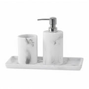 Set accessori bagno effetto marmo 3 pezzi con dispenser portaspazzolino e vassoio in resina Ivy