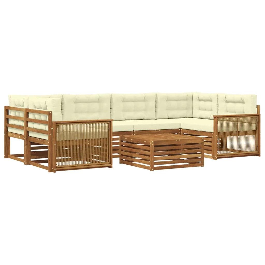 Set di divani da esterno con cuscino 7 pcs Naturale e Crema 3383088