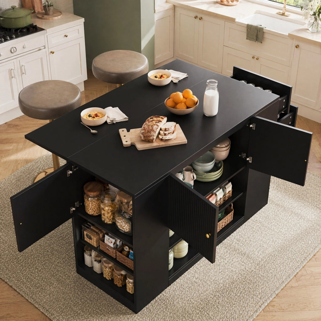 Isola da cucina in MDF con piano ribaltabile e cassetti