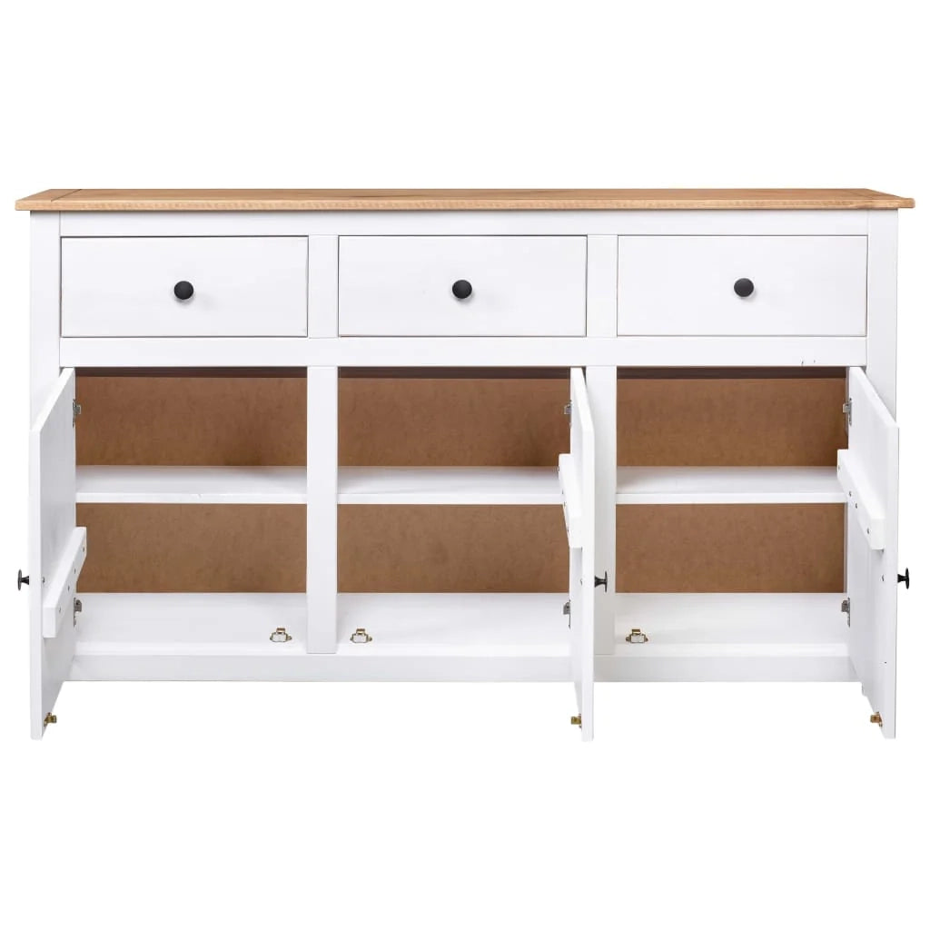 Buffet credenza cassettiera armadio mobile contenitore organizer per cucina soggiorno salotto 135 x 40 x 80 cm pino massiccio gamma Panama bianco 02_0030209