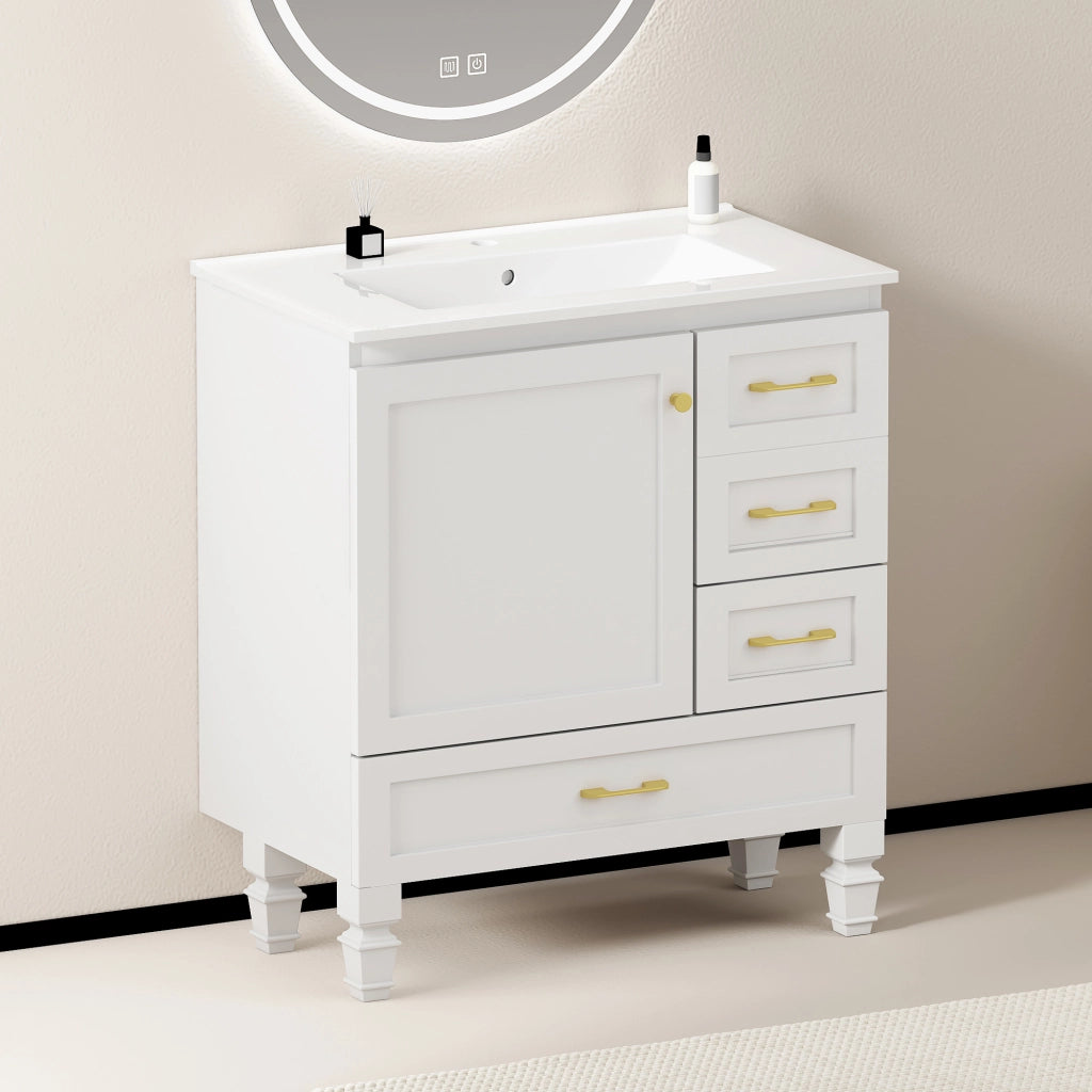 Armadietto da Bagno con Cassetti ¨C MINIMAL ¨C Bianco, 75 cm