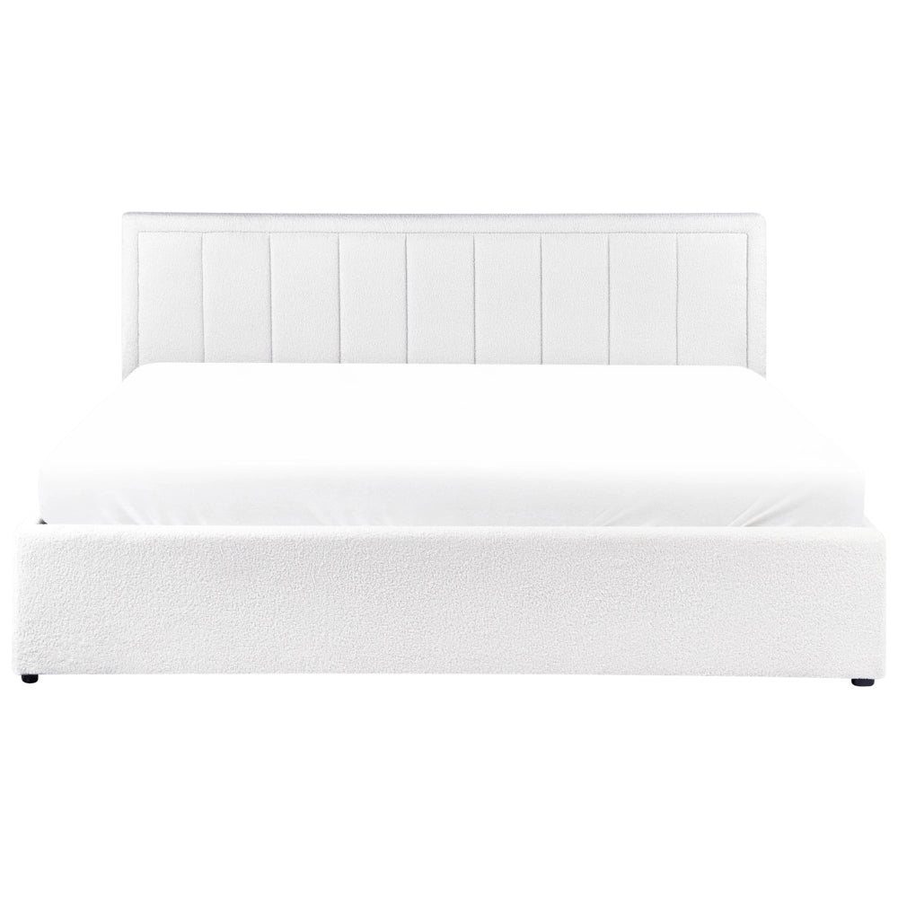 Letto Ottomano Bianco Boucle 180x200 cm Struttura imbottita con Testiera