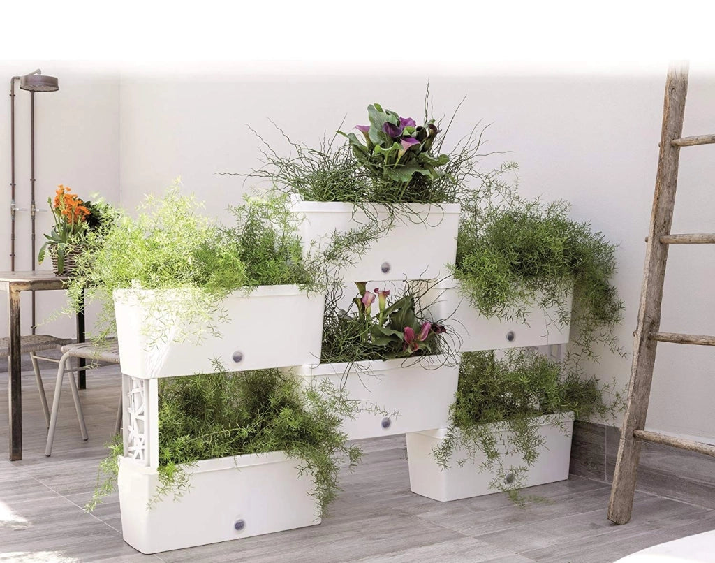 FIORIERA BRIK KIT 5 VASI IRRIGAZIONE VASI COMUNICANTI 59X23X27 (X5PZ) COLORE PANNA
