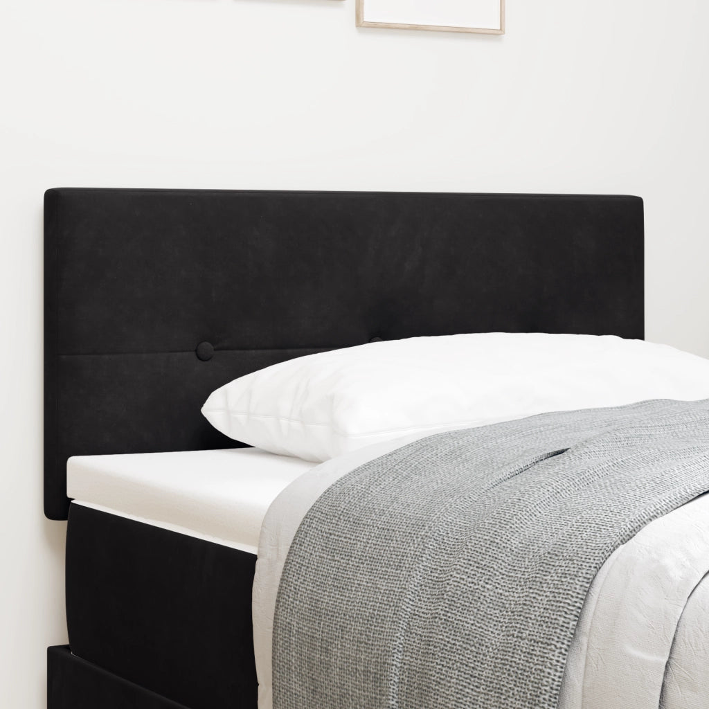 Testiera  con Bottoni Trapuntata Nera 100 cm in Velluto