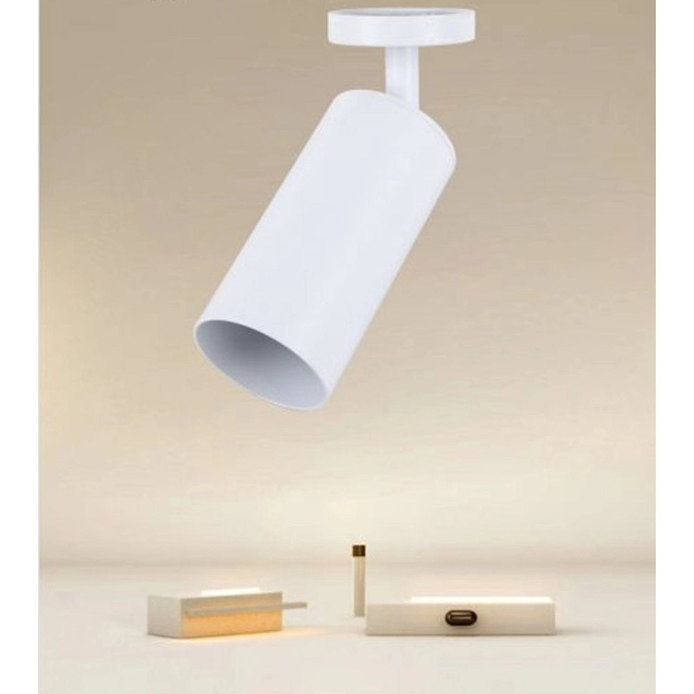 Trade Shop - Faretto Bianco Attacco Gu10 Applique A Cilindro Soffitto Parete Per Interni Ip20 00717 -