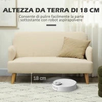Divano 2 Posti Moderno Effetto Velluto con Imbottitura Spessa, 140x74x79cm, Bianco Crema