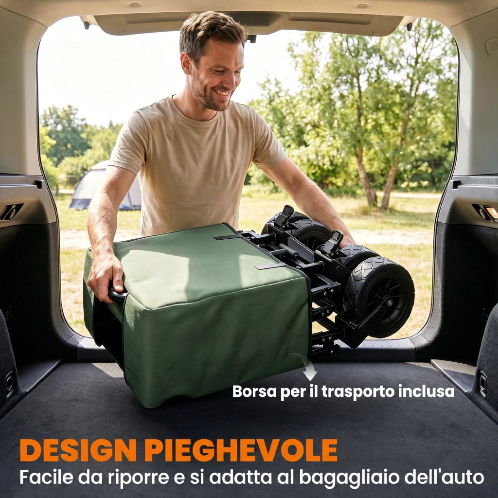 Carrello Giardino 110L Telescopico Fondo Apribile ¨C zephmum ¨C Tessuto Oxford Cachi