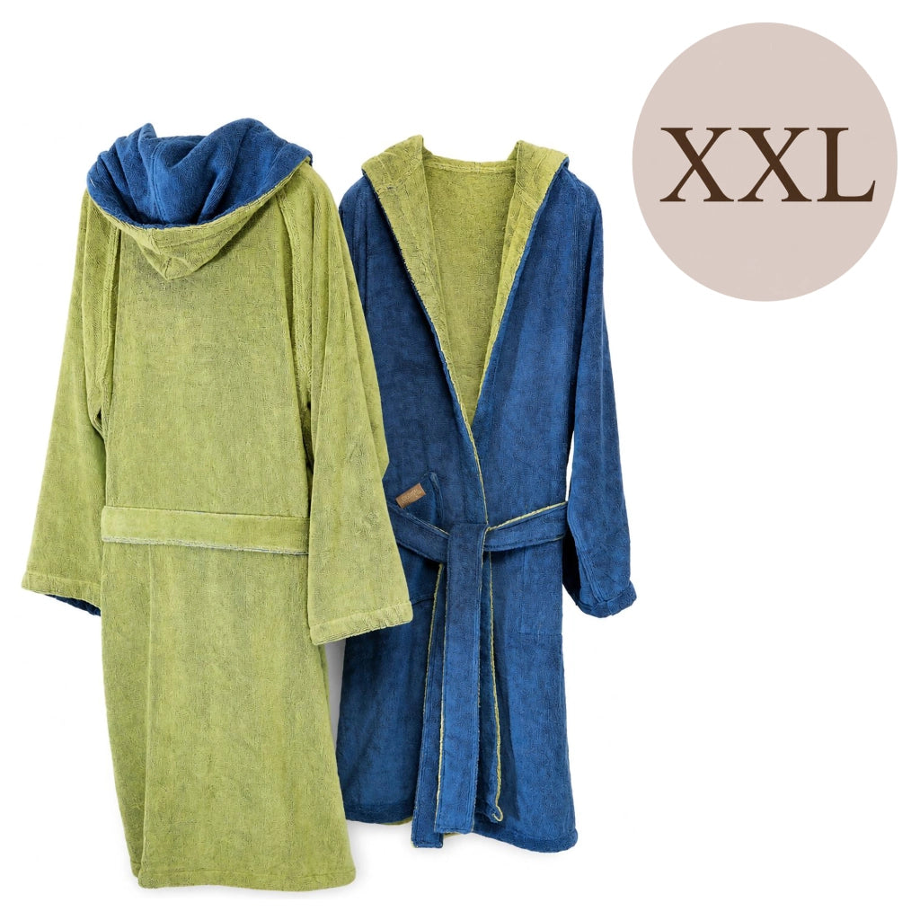 Sekate, Accappatoio 100% Cotone con Cappuccio Reversibile, blu Indaco