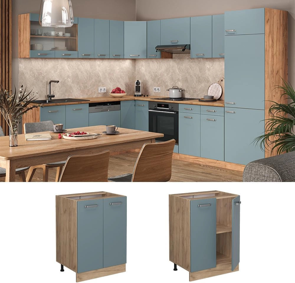 Mobiletto base cucina R-Line, Grigio-blu, 60 cm senza piano di lavoro, per la libera combinazione all'interno di sistemi cucina modulari