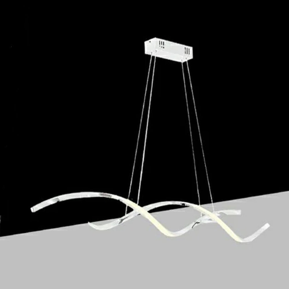 Trade Shop - Lampada Led A Sospensione Moderno Onde Intrecciate 28w 2240lm Cct Luce Variabile B56-3c - Argento
