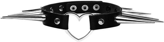 Collare in pelle PU flessibile - Choker punk rock con ganci - Materiale morbido - Lunghezza 40 cm