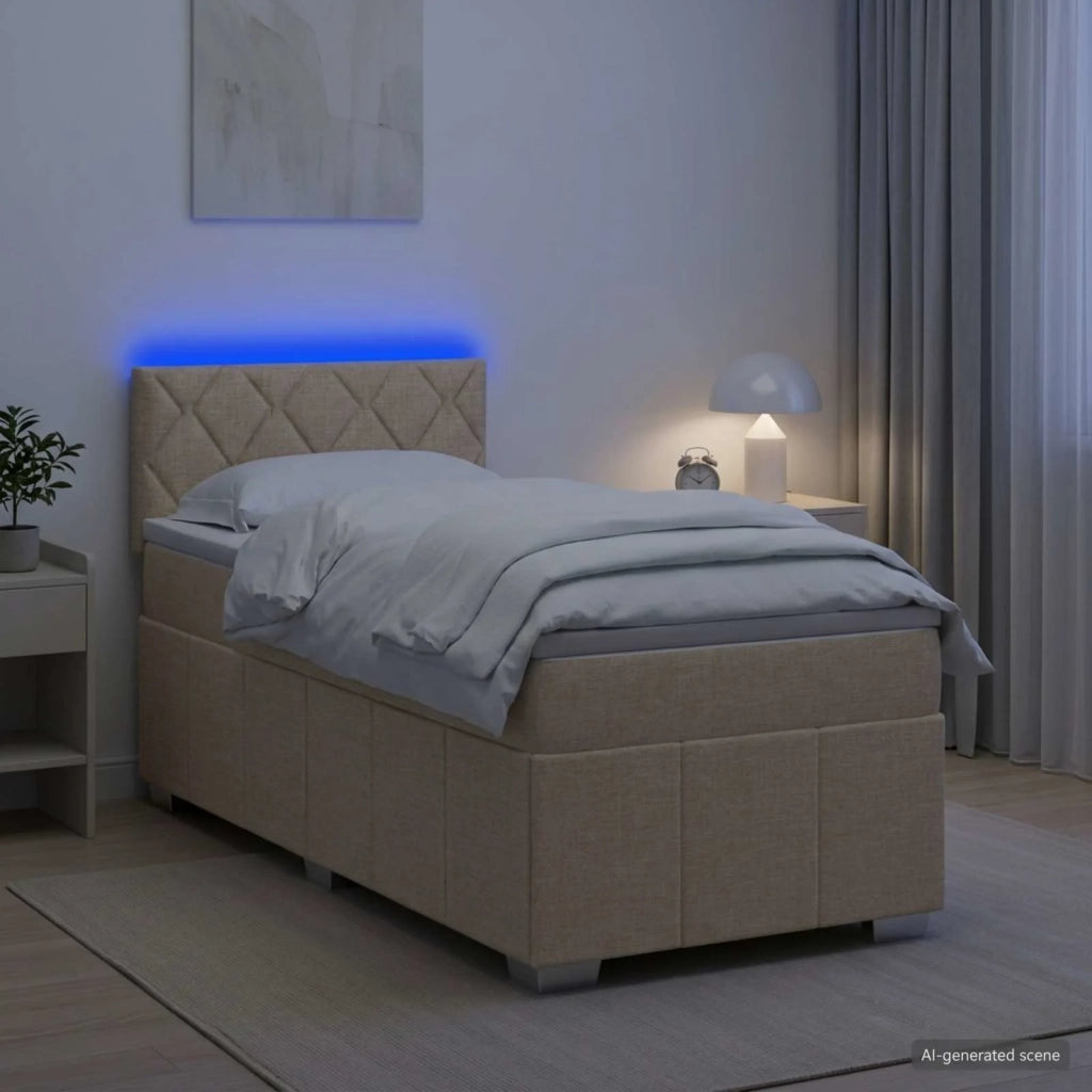 Letto box spring con materasso Crema 80 x 200 cm Tessuto 3452556