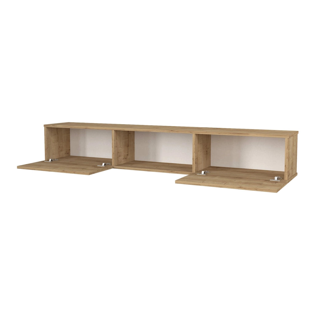 Mobile TV da Parete Paltamo Armadietto Pensile con Ante a Ribalta 180 x 31 x 29,5 cm Effetto Rovere [en.casa]