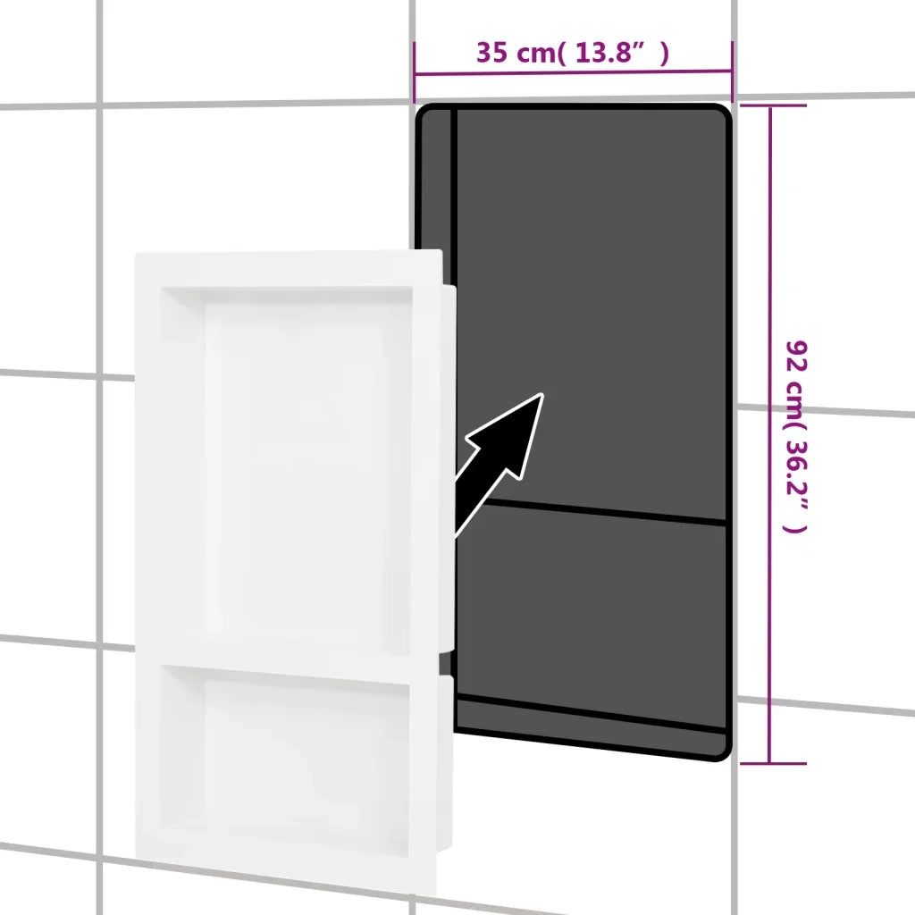 Nicchia da Doccia con 2 Scomparti Bianco Lucido 41x69x9 cm 151398