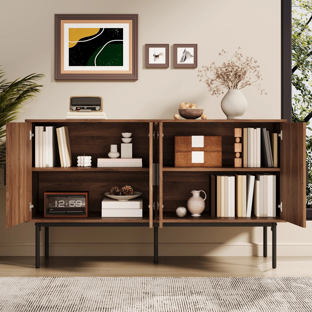 Sideboard 140x40x80 cm con 4 ante e ampio spazio; MDF; naturale