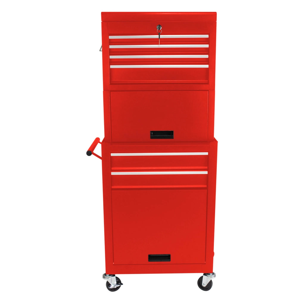 Carrello portautensili rosso con 6 cassetti, ruote e chiusura