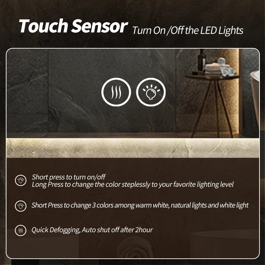 Specchio luminoso da bagno rotondo con retroilluminazione 3 colori luce dimmerabile memoria e antiappannamento
