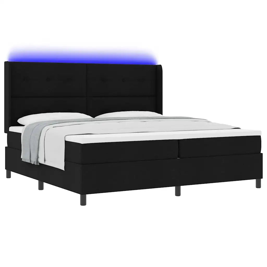 Letto a Sorgente LED con materasso Nero 200 x 200 cm Tessuto 3343527