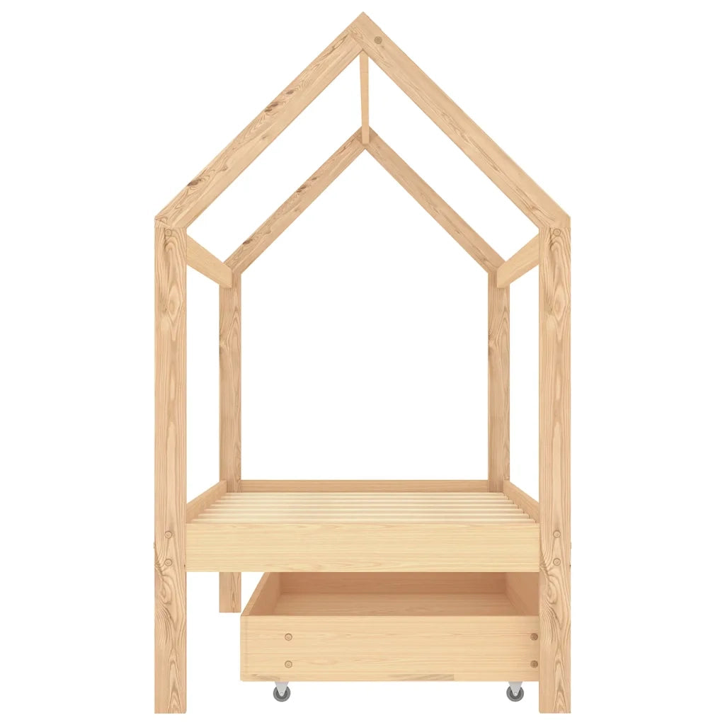 Giroletto per Bambini con Cassetto Legno Massello Pino 80x160cm 322137