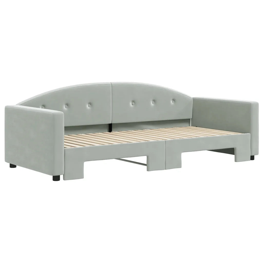 Divano Letto con Letto Estraibile Grigio Chiaro 90x190 Velluto 3197314