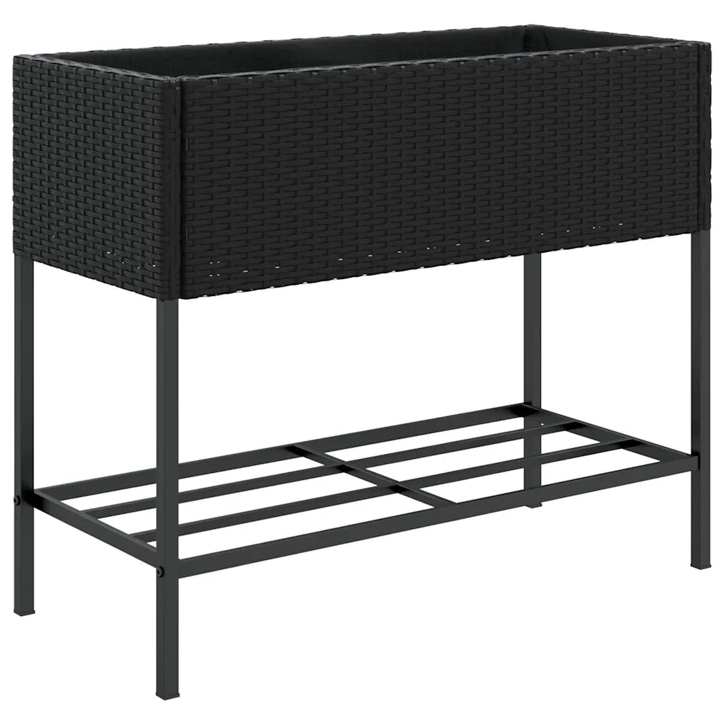 2 pz Fioriere | Cassetta per fiori | Vaso da Giardino con Ripiani Nere 90x40x75cm Polyrattan