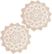 Set di doilies in velluto vintage beige con fiori e foglie in broccato - diametro 35cm - set da 2 pezzi - per cucina e sala da pranzo - ideale per compleanni e matrimoni.
