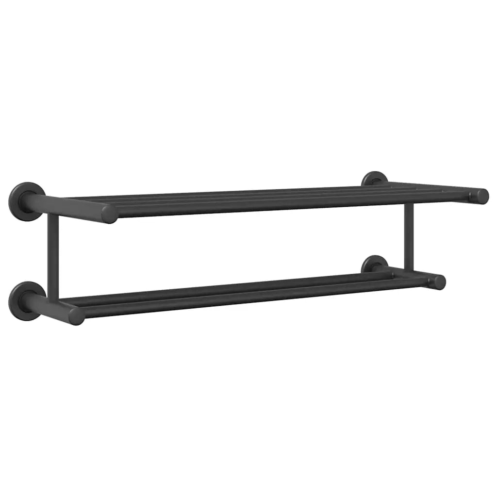 vidaXL Porta asciugamani Nero 61 x 23 x 17 cm Acciaio inossidabile
