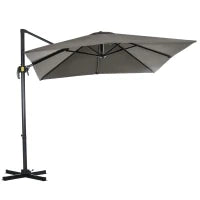 Ombrellone da Giardino a Manovella 2.5x2.5 m con Rotazione 360° e Parasole Regolabile, Grigio Chiaro