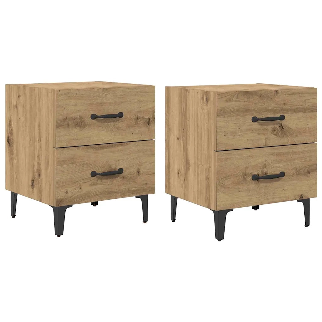 Armadietto per letto 2 pz Rovere artigianale 40 x 35 x 47,5 cm CFW6127215