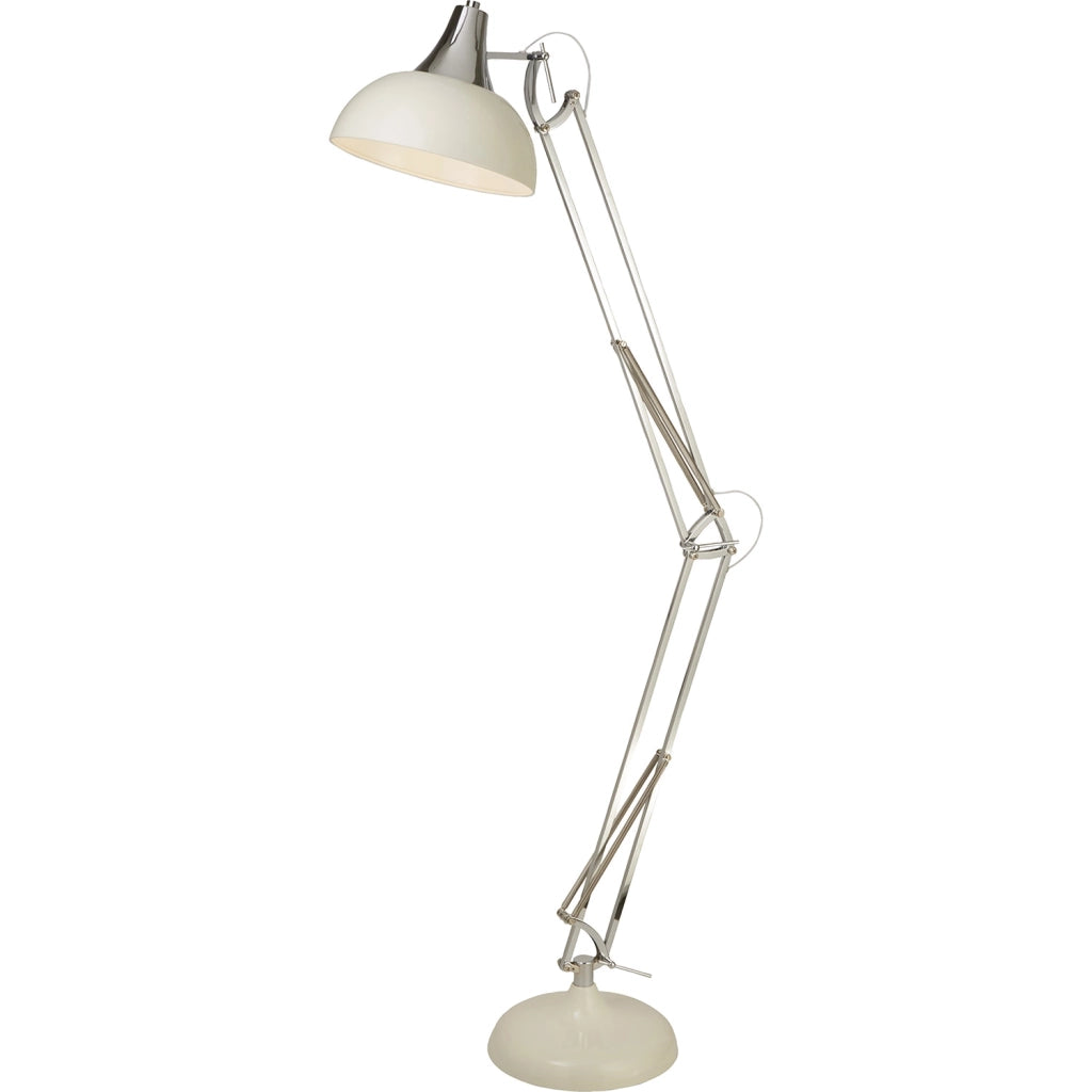Piantana Contemporaneo Golia Acciaio Bianco Cromo 1 Luce E27
