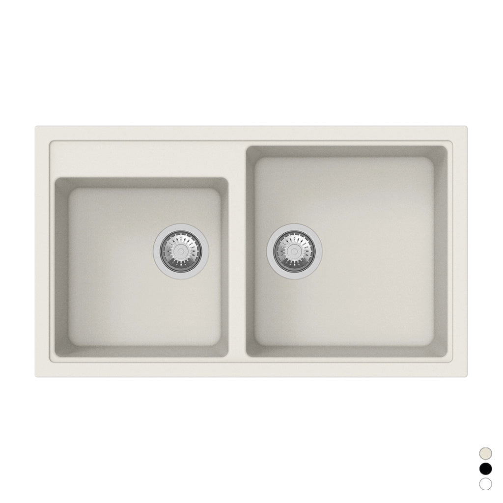 LAVELLO SINTETICO DA INCASSO 2 VASCHE CM 86- Avena- APELL- pezzi 1