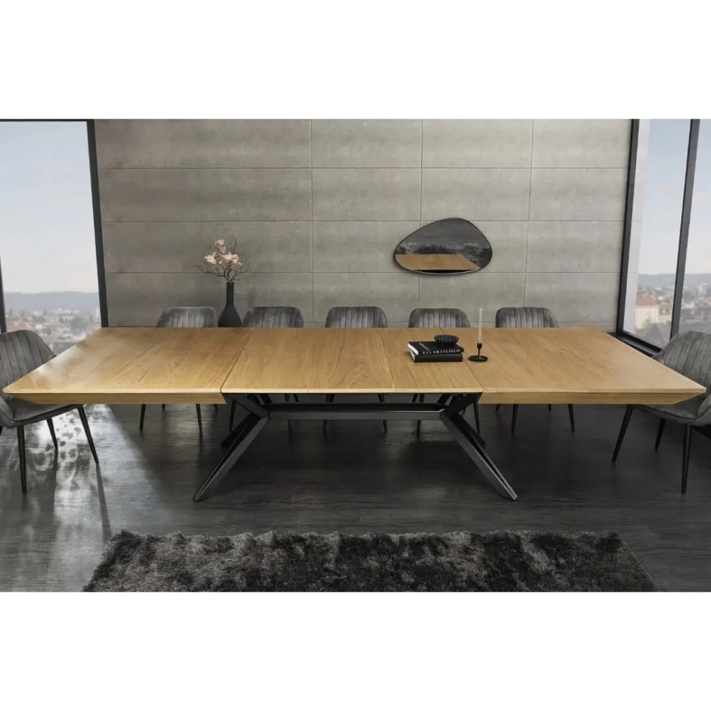 Tavolo da pranzo RADIAM – MDF impiallacciato noce chiaro e metallo – 200-320 cm – Estensibile