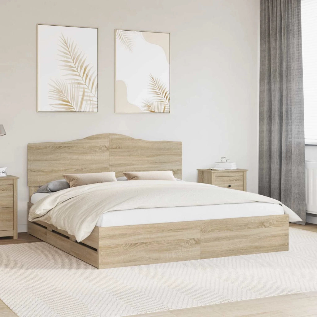 Struttura del letto con cassetto Rovere Sonoma 200 x 200 cm 3413382