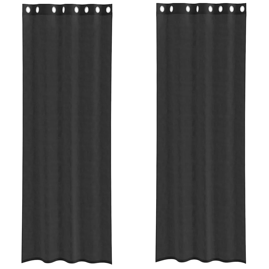 Tende in Voile con Occhielli 2 pz Nero 140x300 cm