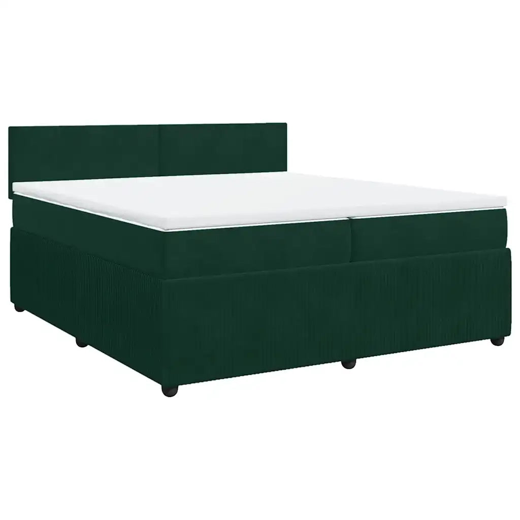 Giroletto a Molle con Materasso Verde Scuro 200x200 cm Velluto