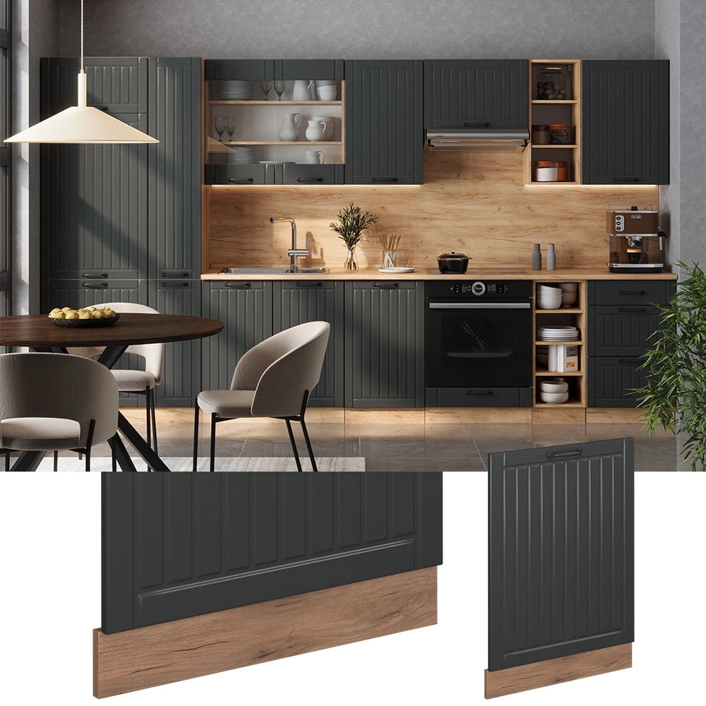 Pannello frontale della lavastoviglie Fame-Line Grigio scuro/Rovere dorato 60 cm senza piano di lavoro Vicco