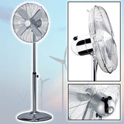 Trade Shop - Ventilatore A Piantana Cromato 4 Pale 40cm Oscillante 3 Velocita' H 115 Cm 60 W -