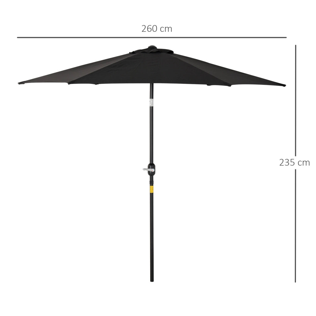 Parasole da giardino inclinabile con manovella ¨C zephmum ¨C alluminio nero ?260x235 cm