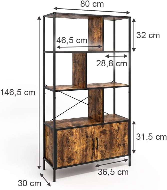 Divisorio per ambienti Fyrk, Rovere rustico, 80 x 146.5 cm con 2 porte