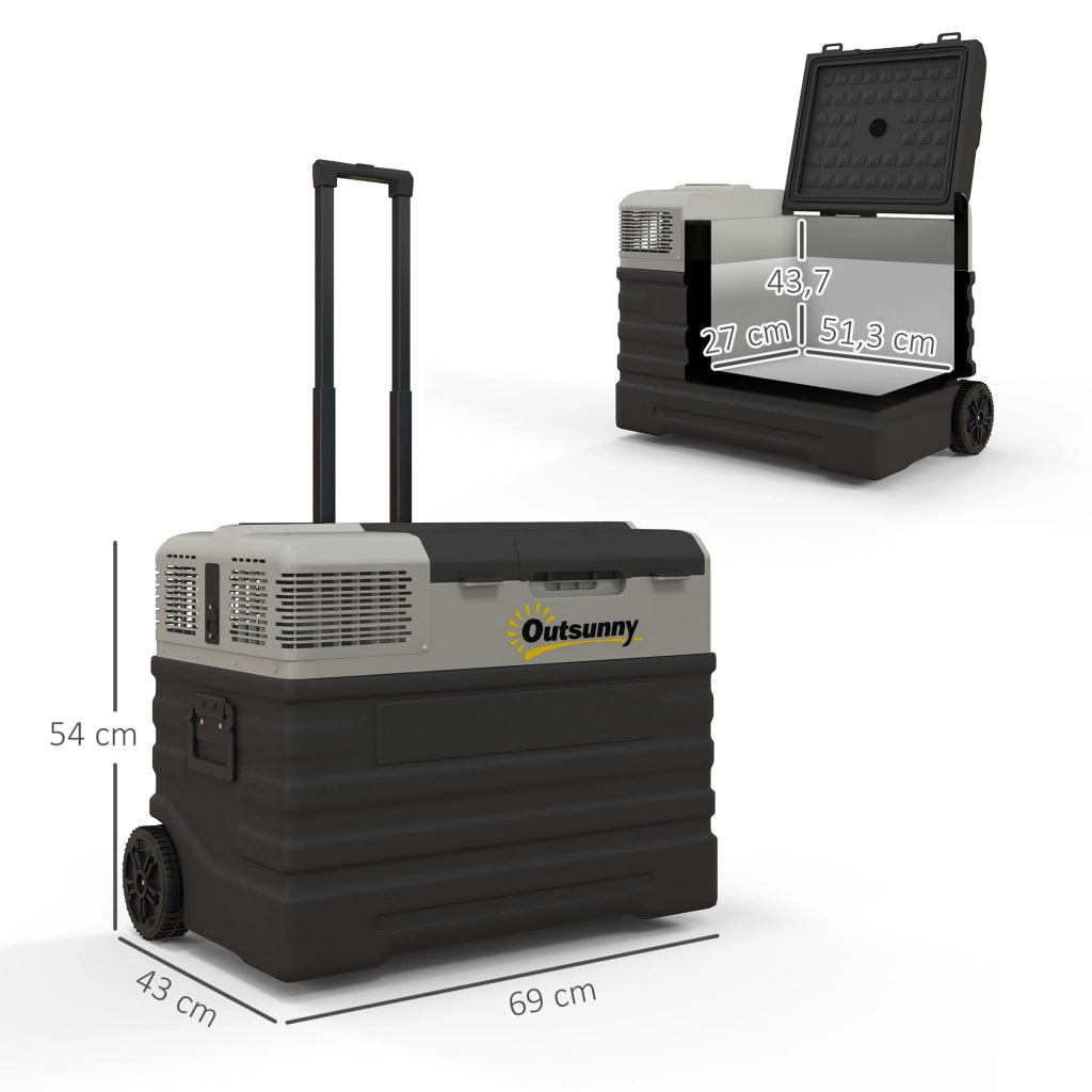Frigo Elettrico Portatile 56L ¨C zephmum ¨C Nero con Modalita' ECO/MAX, Asta Telescopica e Ruote