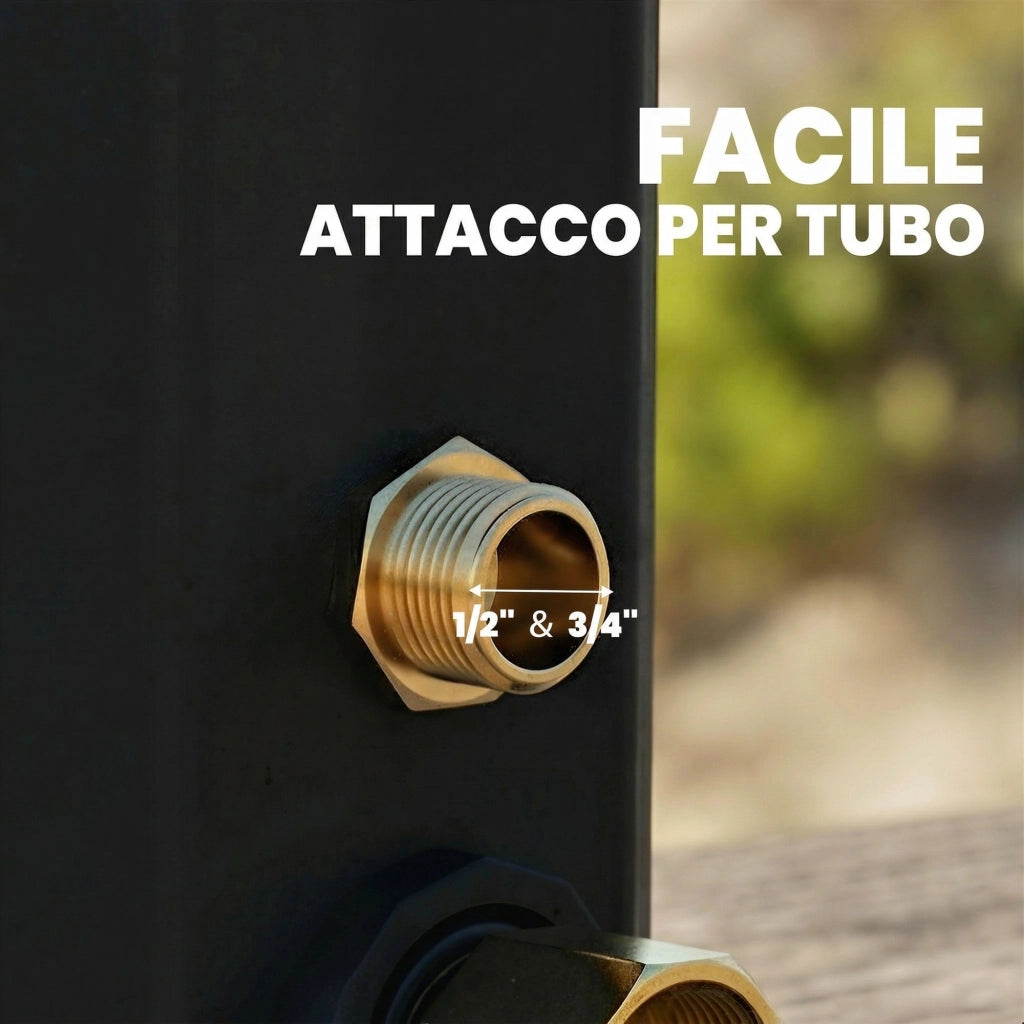 Doccia Solare 35L ¨C Zephmum ¨C Bianco, Acciaio Inox, 2 Soffioni
