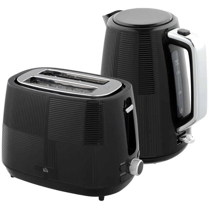 Set bollitore e tostapane, 1,7 L, varie funzioni, acciaio inox, nero