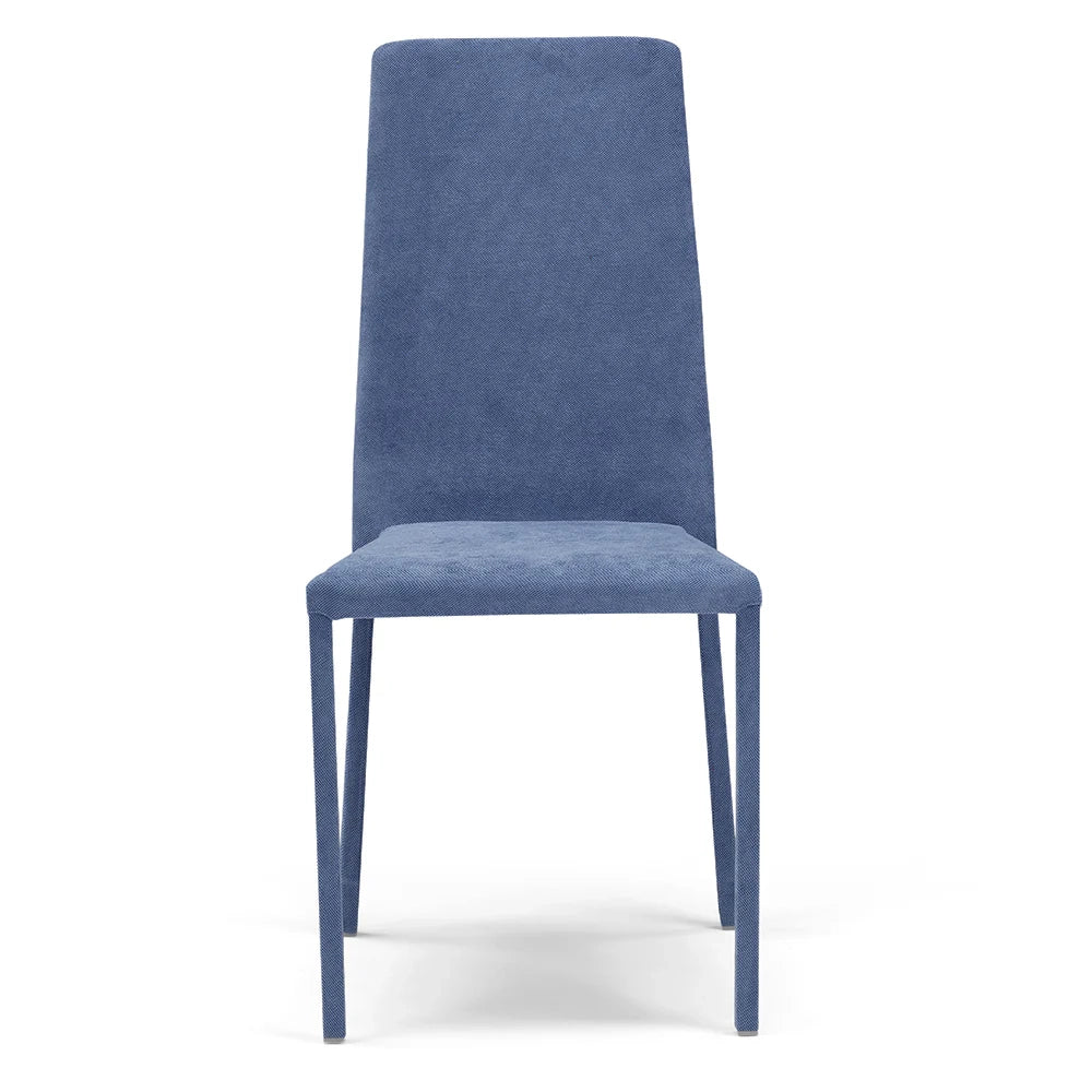 Sedia imbottita 100% MADE IN ITALY BETTY PLUS per sala da pranzo, cucina, soggiorno, design moderno, struttura robusta in metallo rivestita, schienale e seduta rivestiti in velluto colore Avio