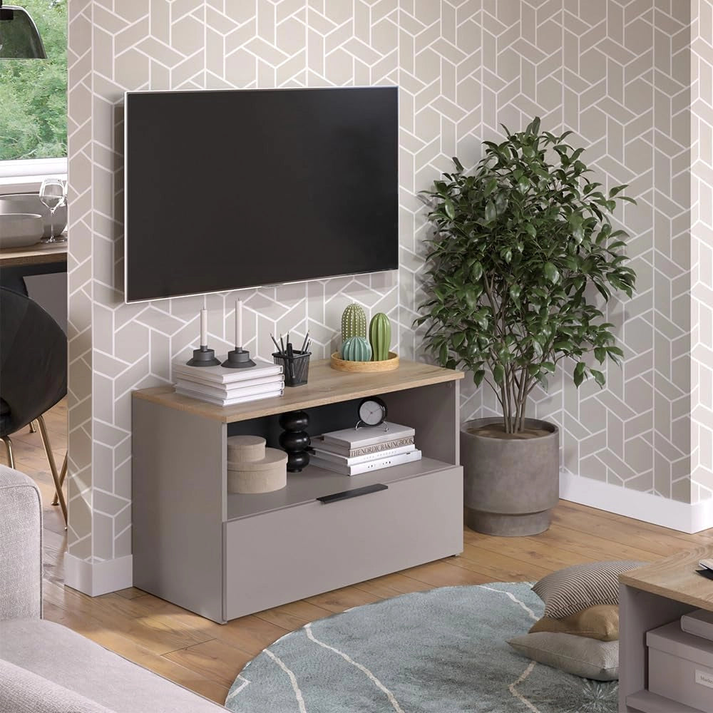 Credenza Wido, Grigio, 80 x 50 cm con 1 scomparto chiuso, adatto per la conservazione di oggetti domestici