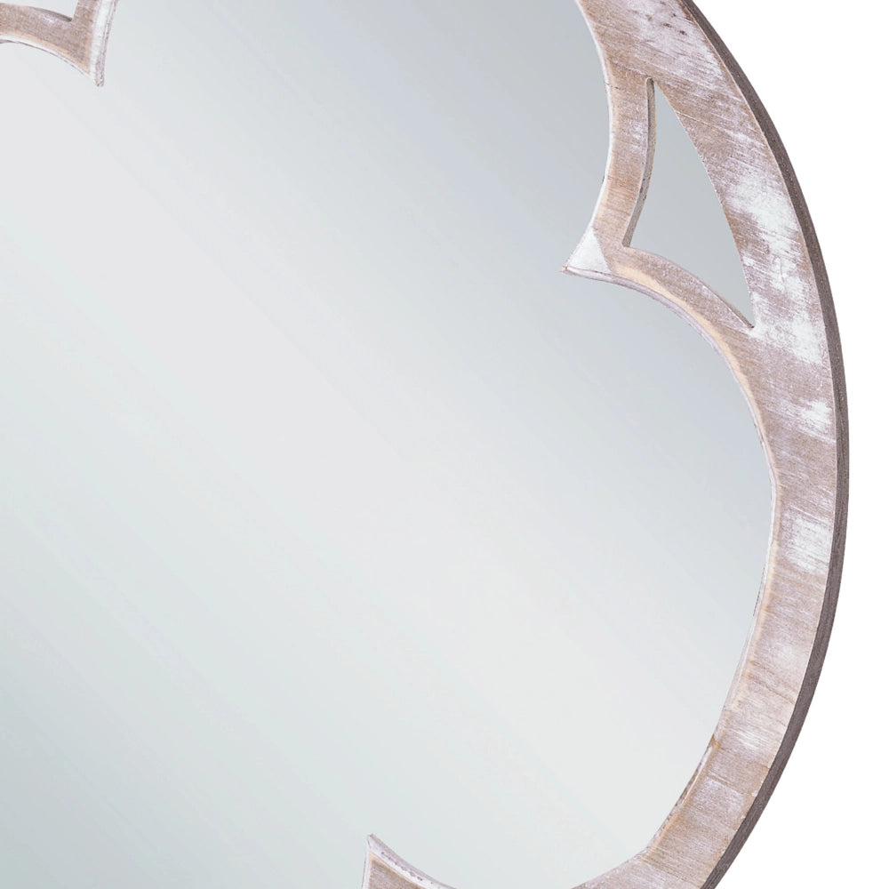 Specchio da parete Bianco di marrone chiaro di abete cinese ø 60 Rotondo Decorativo a parete Pezzo d'arredo