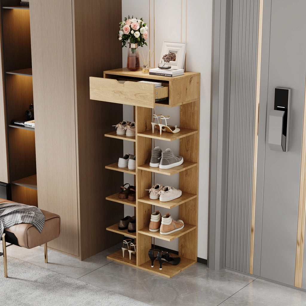 SCARPIERA MULTIFUNZIONALE 55x33x133 cm in truciolare colore naturale